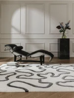 Kids Room Rug Keith Black/White Soft Wool Rug, Playful Design, Wool & Viscose Tufted Rugs, Custom Rugs For Gift - Image 9