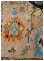 Hand TuftedLite Pink Hand Tufted Rug Green And Peach Traditional Oushak desing Custom made wool area rug 8x10/9x12/10x14 Hallway rug office - Image 4